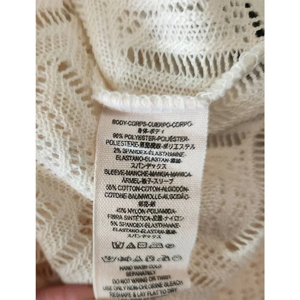 Free People Cream Lace‎ Peplum Open Back Top Size Medium